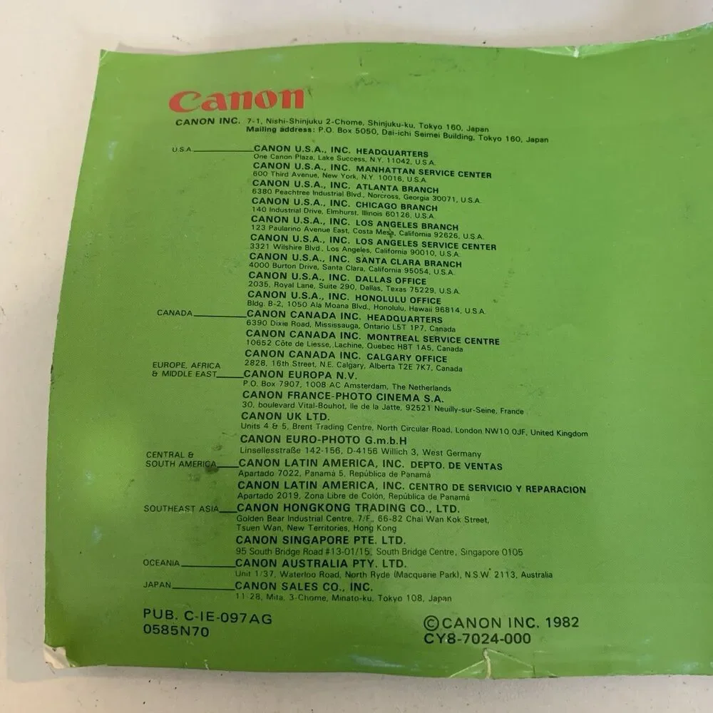 Vintage Canon Lens Wonderland FD Lens Guide Book Booklet list (EN) 7210030